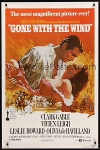 8e295 GONE WITH THE WIND 1sh R80s Clark Gable, Vivien Leigh, all-time classic, Terpning art!