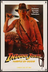 8e359 INDIANA JONES & THE TEMPLE OF DOOM rare rejected teaser 1sh '84 adventure is Ford's name!