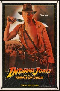 8e360 INDIANA JONES & THE TEMPLE OF DOOM int'l teaser 1sh '84 c/u of Harrison Ford, trust him!