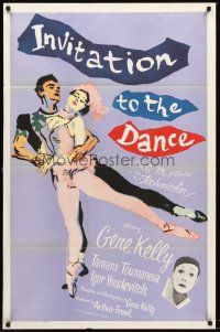 8e372 INVITATION TO THE DANCE 1sh '57 great artwork of Gene Kelly dancing with Tamara Toumanova!