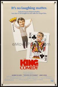 8e390 KING OF COMEDY 1sh '83 Robert De Niro, Martin Scorsese, Jerry Lewis, cool playing card art!