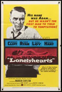8e434 LONELYHEARTS 1sh '59 guilt-ridden Montgomery Clift, from Nathaniel West's depressing novel!