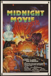 8e490 MIDNIGHT MOVIE MASSACRE arthouse 1sh '88 wacky sci-fi monster artwork by Andrews!
