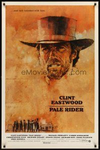 8e555 PALE RIDER int'l 1sh '85 great artwork of cowboy Clint Eastwood by C. Michael Dudash!
