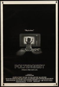 8e569 POLTERGEIST style B 1sh '82 Tobe Hooper, classic, they're here, Heather O'Rourke by TV!
