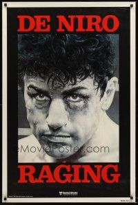 8e587 RAGING BULL teaser 1sh '80 Martin Scorsese, classic close up boxing image of Robert De Niro!