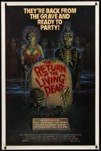 8e617 RETURN OF THE LIVING DEAD 1sh '85 artwork of wacky punk rock zombies by tombstone!