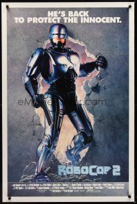 8e624 ROBOCOP 2 int'l 1sh '90 super close up of cyborg policeman Peter Weller, sci-fi sequel!
