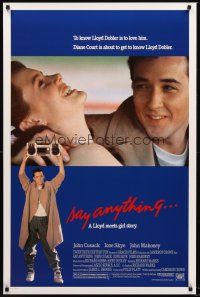 8e647 SAY ANYTHING 1sh '89 image of John Cusack holding boombox, Ione Skye, Cameron Crowe!