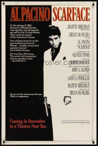 8e649 SCARFACE advance 1sh '83 Al Pacino as Tony Montana, Brian De Palma, Oliver Stone!