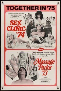 8e664 SEX CLINIC '74/MASSAGE PARLOR '73 1sh '75 see it with the love of your life, sexy double-bill!