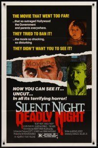 8e679 SILENT NIGHT, DEADLY NIGHT 1sh '84 the movie that went too far, now you can see it uncut!