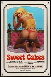 8e730 SWEET CAKES 1sh '76 super sexy artwork of nearly naked girl with back turned in bed!