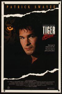 8e757 TIGER WARSAW 1sh '88 cool portrait image of Patrick Swayze in the title role!