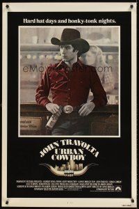 8e782 URBAN COWBOY int'l 1sh '80 great image of John Travolta in cowboy hat with Lone Star beer!
