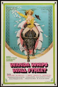 8e795 WANDA WHIPS WALL STREET 1sh '82 great Tom Tierney art of Veronica Hart riding bull, x-rated!