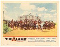 8f309 ALAMO LC #3 '60 Richard Widmark with many men on horseback in front of the fort!