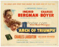 8f175 ARCH OF TRIUMPH TC '47 Ingrid Bergman, Charles Boyer, from novel by Erich Maria Remarque!