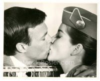 8f033 COME FLY WITH ME 8x9.75 still '63 super close up of Karl Boehm kissing sexy Dolores Hart!