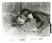 8f046 EL DORADO 8x10 still '66 close up of James Caan kissing Michele Carey in hay barn!
