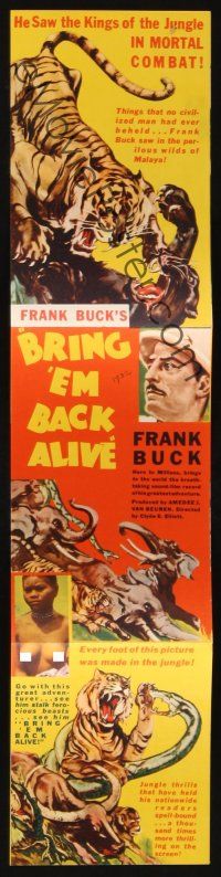 8g632 BRING 'EM BACK ALIVE herald '33 Frank Buck, naked natives, tigers & giant snake in jungle!