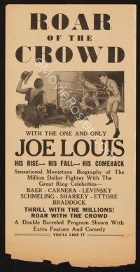 8g673 ROAR OF THE CROWD herald '30s documentary of slugger Joe Louis, boxing !