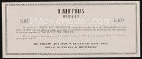 8g263 DAY OF THE TRIFFIDS reward ticket '62 $1000 to the 1st person delivering human eating plant!