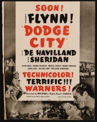 8g606 DODGE CITY magazine ad '39 Errol Flynn, Olivia De Havilland, Michael Curtiz cowboy classic!
