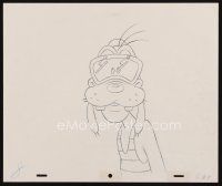 8g033 GOOFY pencil drawing '70s wacky caroton image wearing goggles with windshield wipers!