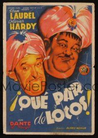 8g706 A-HAUNTING WE WILL GO Spanish herald '43 different art of Laurel & Hardy by Soligo!