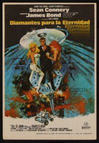 8g748 DIAMONDS ARE FOREVER Spanish herald '71 art of Sean Connery as James Bond by Robert McGinnis!