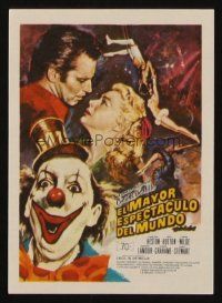 8g781 GREATEST SHOW ON EARTH Spanish herald R72 DeMille circus classic,different art by Mac Gomez!