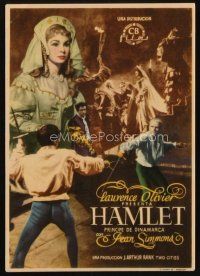 8g785 HAMLET Spanish herald '49 Laurence Olivier in William Shakespeare classic!
