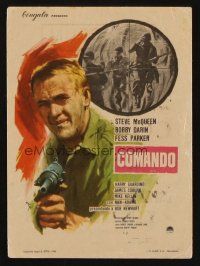8g786 HELL IS FOR HEROES Spanish herald '66 different art of Steve McQueen with gun by MCP!