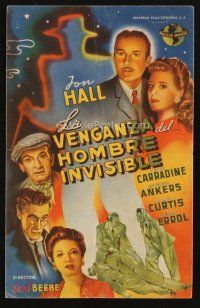 8g798 INVISIBLE MAN'S REVENGE Spanish herald '44 Jon Hall, H.G. Wells, different art of top cast!