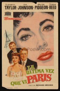 8g818 LAST TIME I SAW PARIS Spanish herald '56 different art of Elizabeth Taylor & co-stars by Jano
