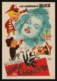 8g828 LOVE HAPPY Spanish herald '53 different art of the Marx Brothers & Marilyn Monroe by Jano!