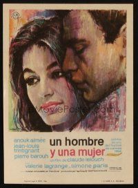 8g837 MAN & A WOMAN Spanish herald '66 Lelouch, different art of Aimee & Trintignant by Mac Gomez!