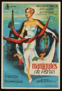 8g839 MANNEQUINS OF PARIS Spanish herald '56 Andre Hunebelle's Mannequins de Paris, sexy Soligo art