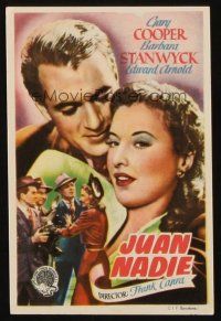 8g843 MEET JOHN DOE Spanish herald '48 Gary Cooper & Barbara Stanwyck, Frank Capra, different!