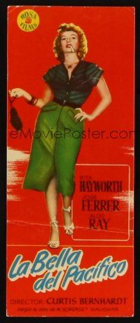 8g845 MISS SADIE THOMPSON Spanish herald '56 smoking Rita Hayworth swinging purse & turning it on!
