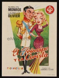 8g884 PRINCE & THE SHOWGIRL Spanish herald '58 different Jano art of Olivier & sexy Marilyn Monroe!