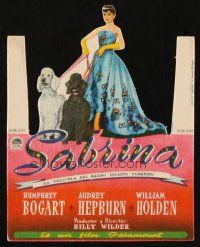 8g898 SABRINA die-cut Spanish herald '55 Audrey Hepburn with her dogs, Billy Wilder!