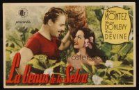 8g927 SOUTH OF TAHITI Spanish herald '44 close up of Brian Donlevy & sexy tropical Maria Montez!