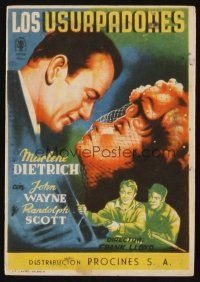 8g929 SPOILERS Spanish herald 1942 romantic close up of Marlene Dietrich & John Wayne!
