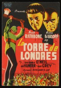 8g966 TOWER OF LONDON Spanish herald '44 Boris Karloff, Basil Rathbone, MCP executioner art!
