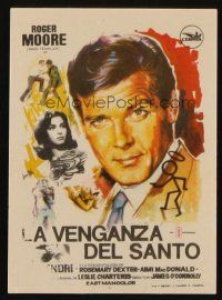 8g972 VENDETTA FOR THE SAINT Spanish herald '69 different art of Roger Moore by Hermida!