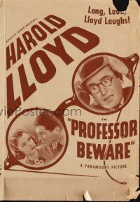 8g670 PROFESSOR BEWARE herald '38 wacky Harold Lloyd slapstick comedy!