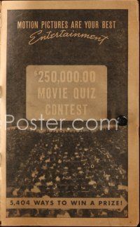 8g540 $250,000.00 MOVIE QUIZ CONTEST promo brochure '38 Shirley Temple, cool trivia contest!