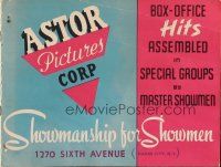 8g547 ASTOR PICTURES CORP SHOWMANSHIP FOR SHOWMEN promo brochure '40s Tumbleweeds,Swing's the Thing